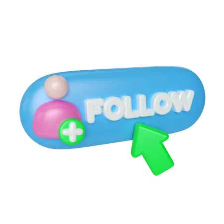 Follow Button  3D Illustration
