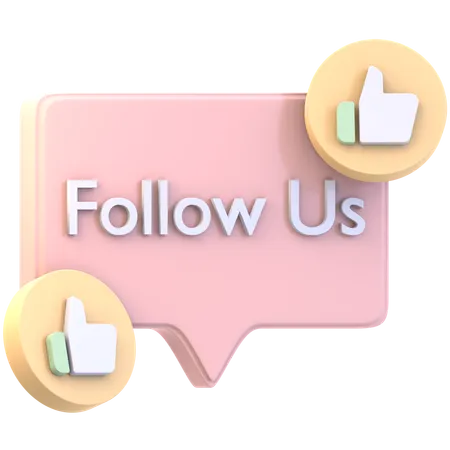 Follow Us Social  3D Icon