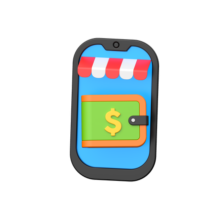 Fonctionnalité de portefeuille en ligne dans les androïdes.  3D Icon