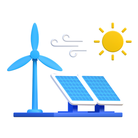 Fonte de energia renovável  3D Icon