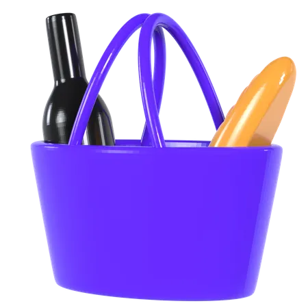 Food Basket  3D Illustration