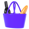food basket 3d illustration