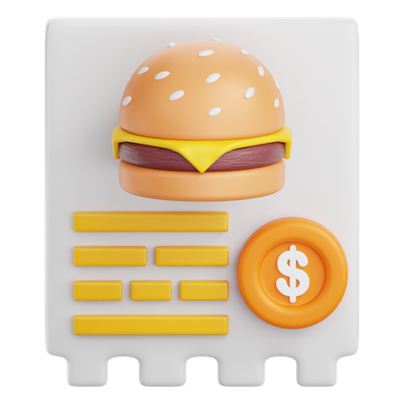 Food Bill  3D Icon