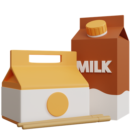 Food Box And Milk Box  3D Icon