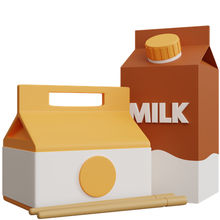 Food Box And Milk Box 3D Icon