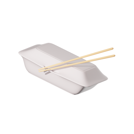 Food Box Chopstick  3D Icon