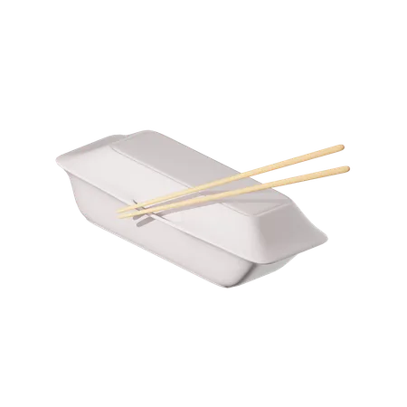 Food Box Chopstick  3D Icon
