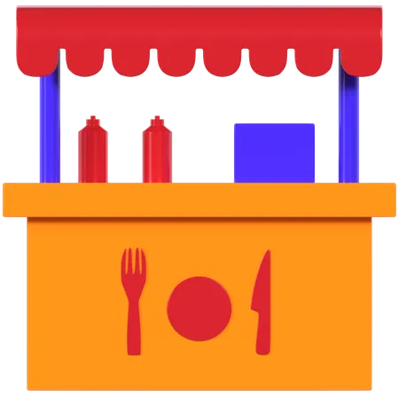 Food Court 3D Illustration