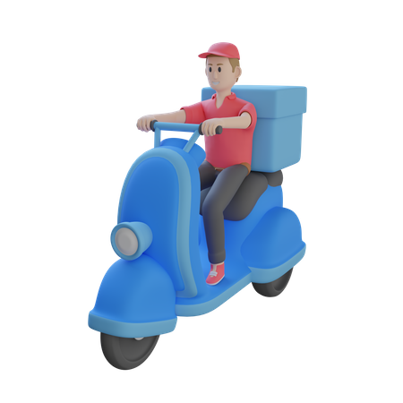 Food Delivery Agent riding two wheeler  3D Icon