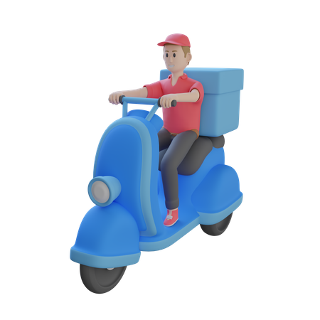 Food Delivery Agent riding two wheeler 3D Illustration