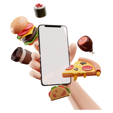 Food delivery application  3D Illustration