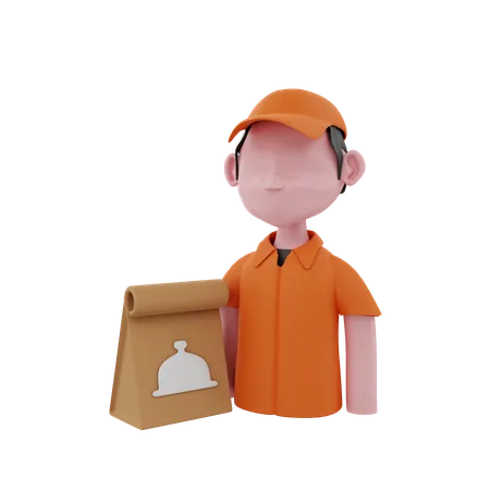 Food Delivery Boy  3D Icon