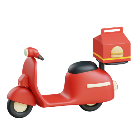 Food Delivery By Scooter  3D Icon