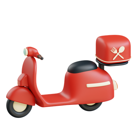 Food Delivery By Scooter  3D Icon