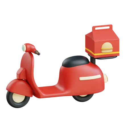 Food Delivery By Scooter  3D Icon