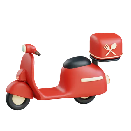 3 D Food Delivery By Scooter Icon Illustration With Transparent Background 3D Icon