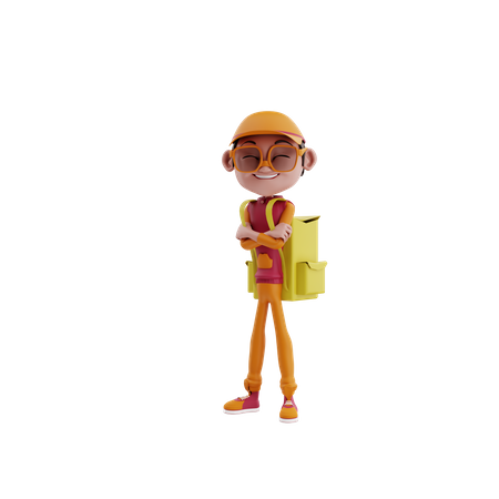 Food delivery man standing  3D Illustration