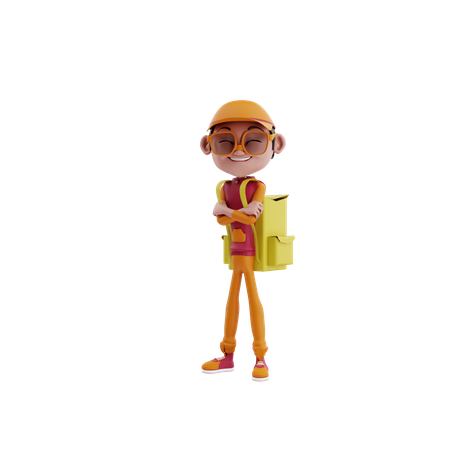 Food delivery man standing 3D Illustration