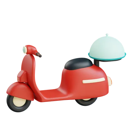 3 D Food Delivery By Scooter Icon Illustration With Transparent Background 3D Icon