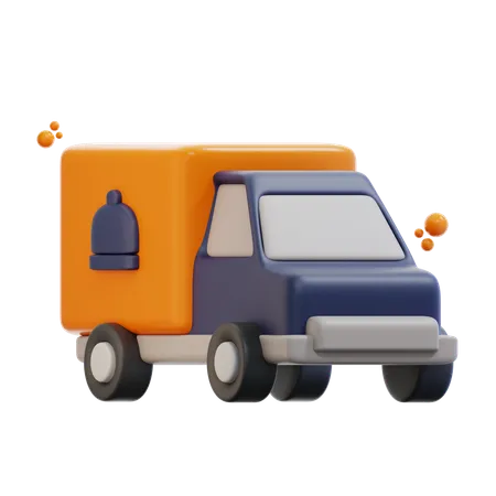 3 D Rendering Food Delivery Truck Illustration 3D Icon