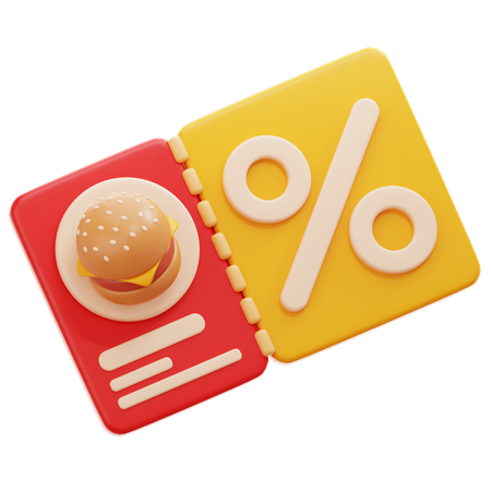 Food Discount Coupon  3D Icon