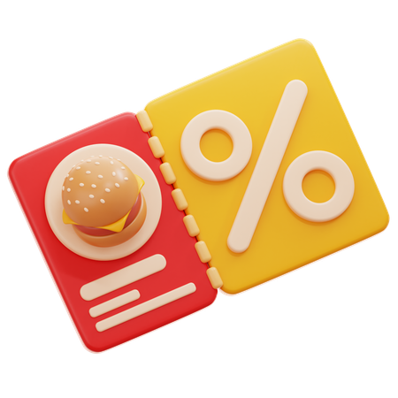 Food Discount Coupon  3D Icon