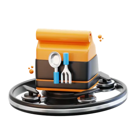 3 D Rendering Food Drone Delivery Illustration 3D Icon