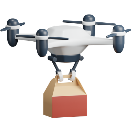 Food Drone Delivery  3D Icon