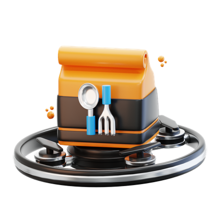 Food Drone Delivery  3D Icon