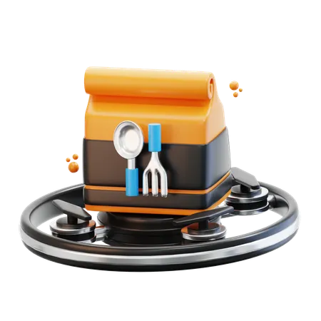 Food Drone Delivery  3D Icon