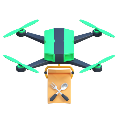 Food Drone Delivery  3D Icon