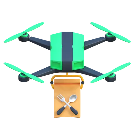 Food Drone Delivery  3D Icon