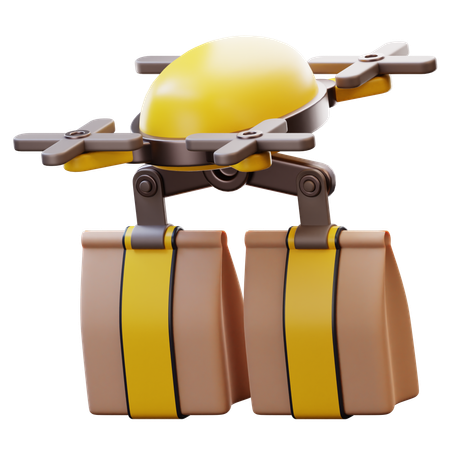 Food Drone Delivery  3D Icon