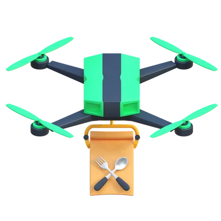 Food Drone Delivery 3D Icon