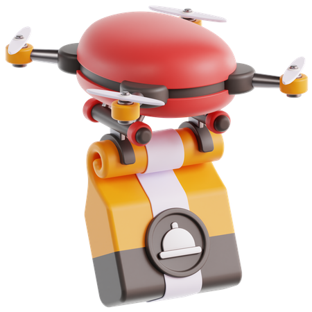 Food Drone Delivery 3D Icon