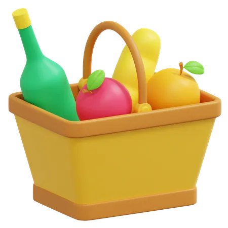 Food In The Picnic Bucket Spring Icon Illustration 3D Icon