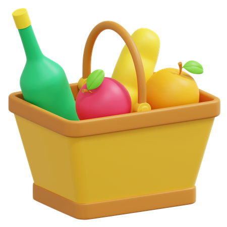 Food In The Picnic Bucket  3D Icon