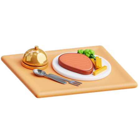 トレイの上の食べ物  3D Icon