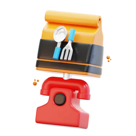 3 D Rendering Food Order By Telephone Illustration 3D Icon