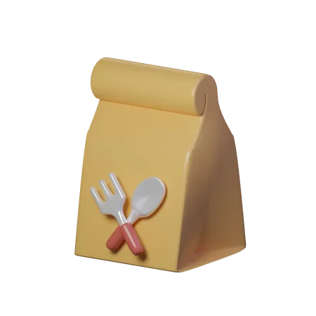 Food Wrapper With Fork And Spoon Icon 3D Icon