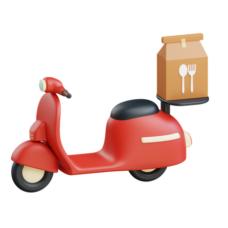 Food Pack Delivery By Scooter  3D Icon