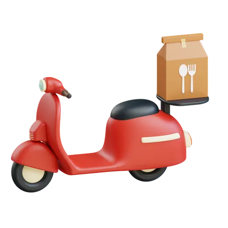 Food Pack Delivery By Scooter  3D Icon