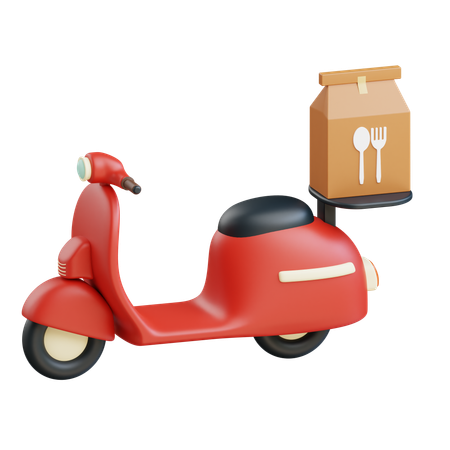 Food Pack Delivery By Scooter  3D Icon