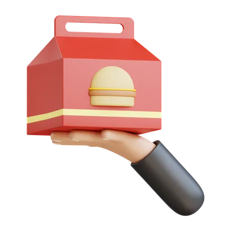 3 D Food Pack On Hand Icon Illustration With Transparent Background 3D Icon