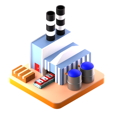 Food Processing Factory  3D Icon