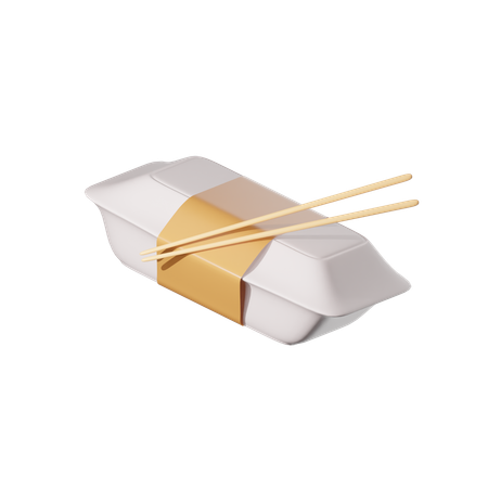 Food Sealed Box Chopstick  3D Icon