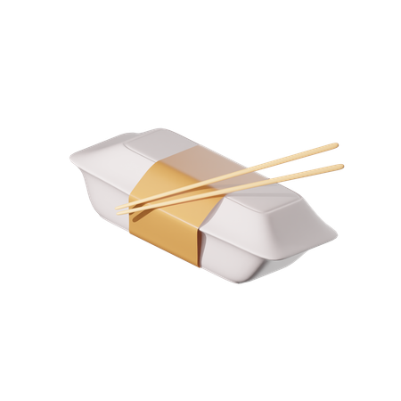 Food Sealed Box Chopstick  3D Icon