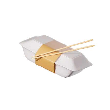 Food Sealed Box Chopstick  3D Icon