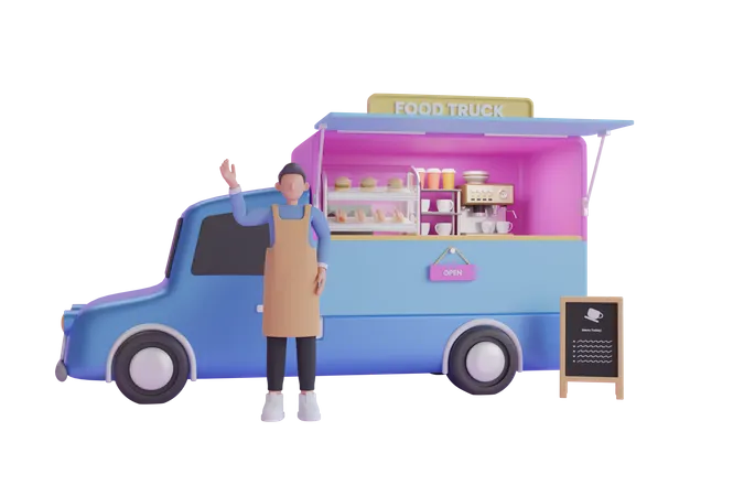 Food truck  3D Illustration