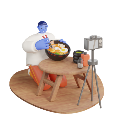 Vlogger de comida  3D Illustration